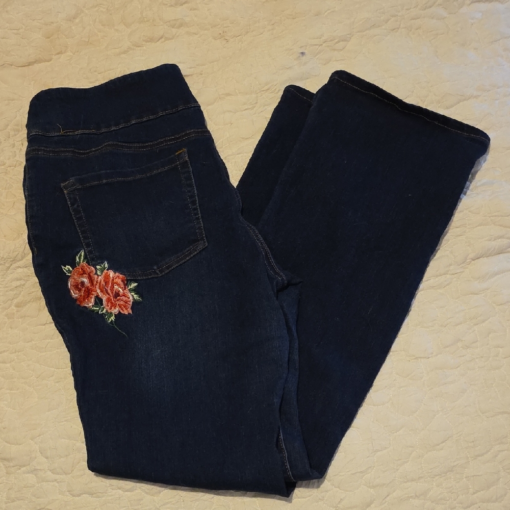 The Pioneer Woman Dark Blue Jeans with Floral Embroidery